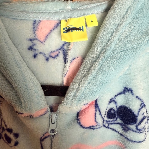 Disney Women's Stitch Light Blue Fleece PJ Onesie Size L NWOT - Picture 5 of 5